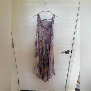 India Boutique Vintage Y2K Art to Wear Peace Sign Asymmetrical Midi Dress Large